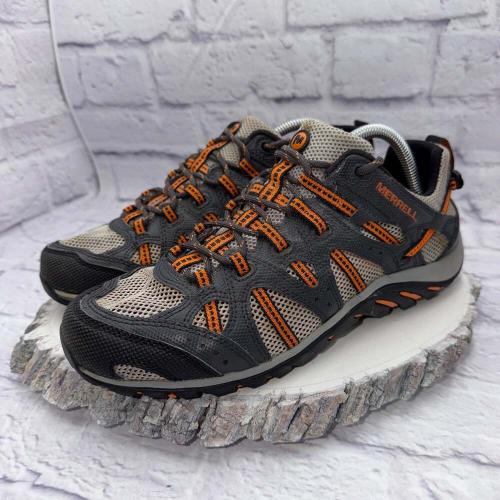 Merrell Waterpro Manistee Shoes Granite Orange Mesh Water Hiking Men's Size 9
